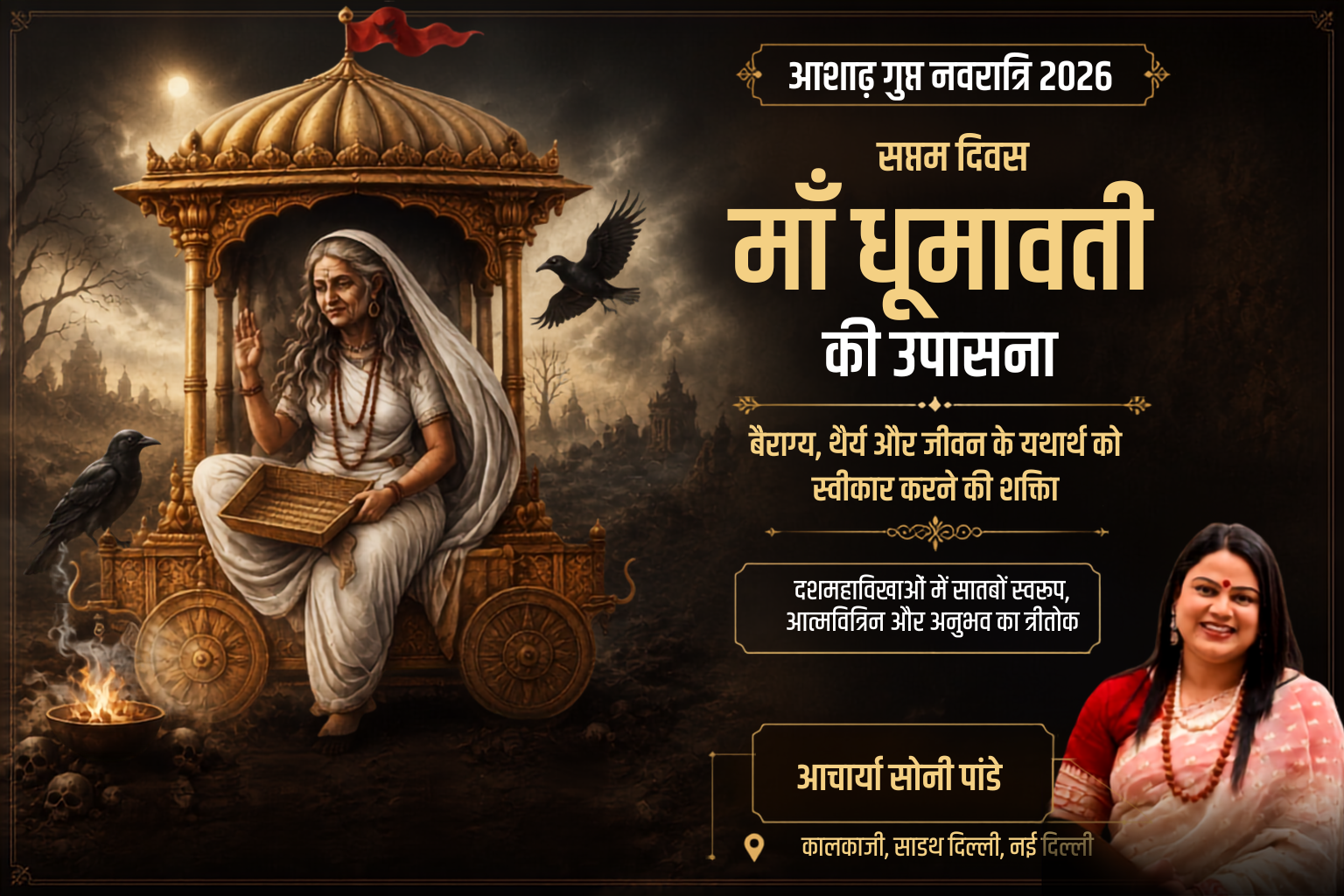 Ashadh Gupt Navratri 2026 Day 7: Maa Dhumavati ki Upasana, Vairagya, Dhairya aur Vaidik Sadhana ka Mahatva